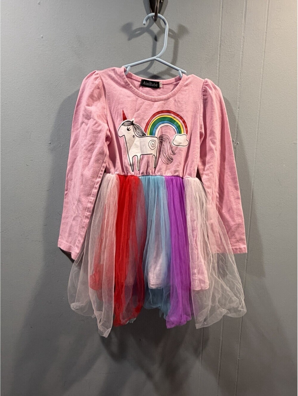 Girls AiniBabe Colorful Long Sleeves Dress Size 12 Pink